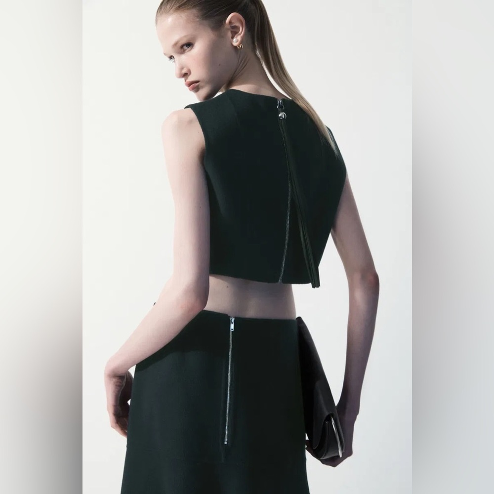 COS Atelier Sleeveless Wool Top with Leather Tassel Closure